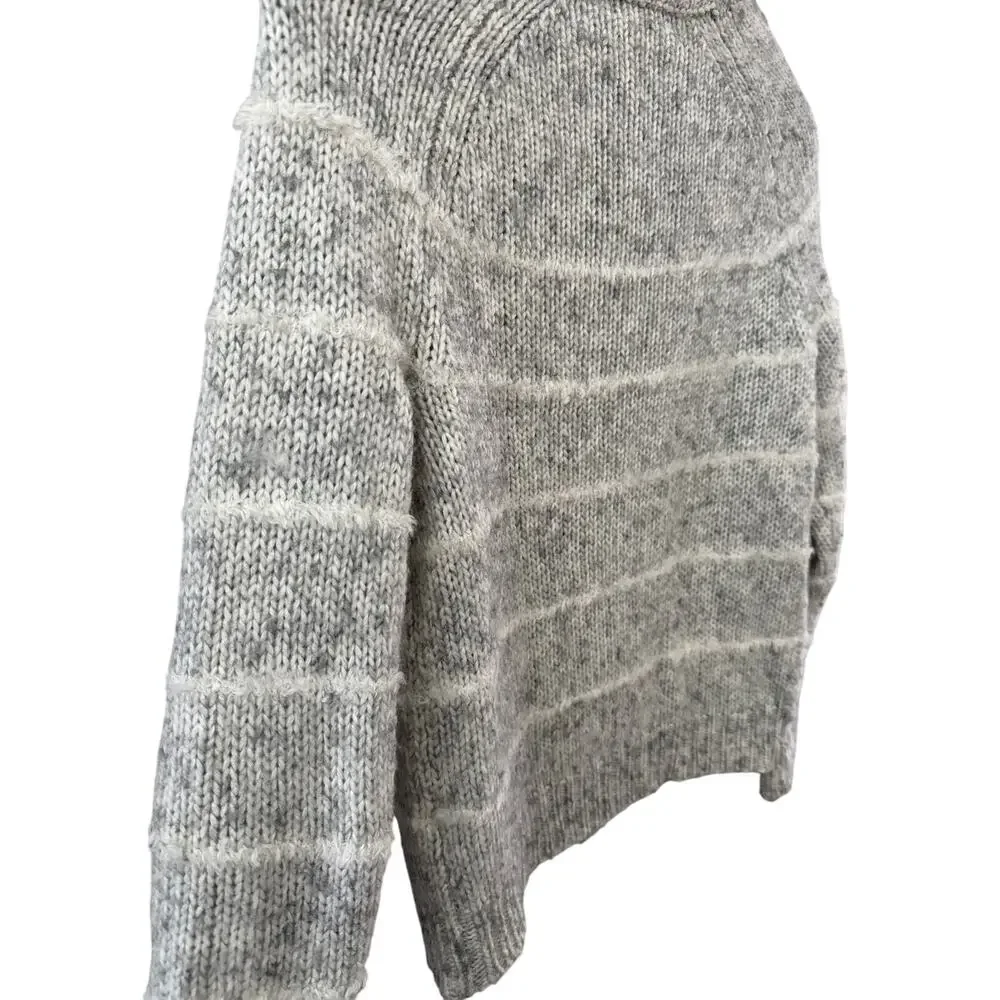 J. Crew Wool‎ Knit Crew Neck Wool Sweater Stripe Gray Size XS